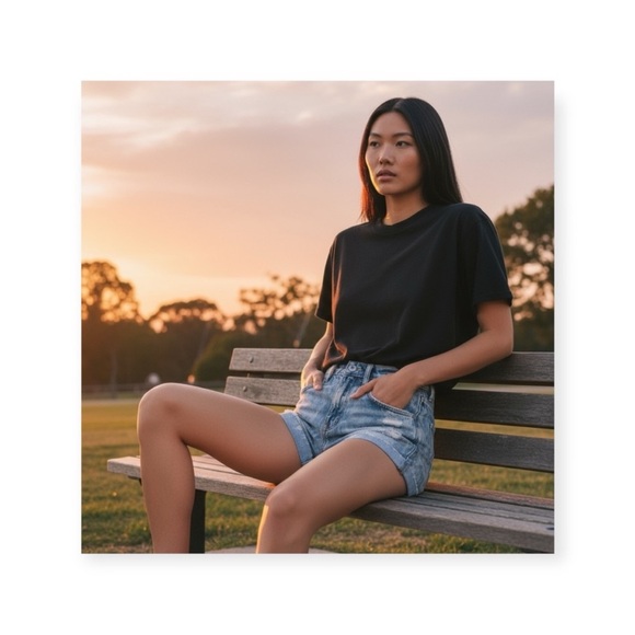 new LF Carmar ❉ Retro 80’s Acid Wash Denim High Waist Cuffed Festival Short ❉ 27 - Picture 2 of 16